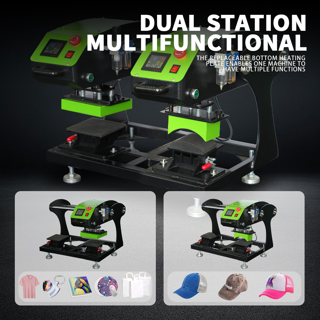 2IN1 Label Printing Cap Heat Press Pneumatic semi-automatic Heat Press ...