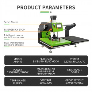 Dual Working Table Oil-Free Noiseless Vertical Heat Press Machine Electric Servo Motor Auto-Manual System for Heat Transfers