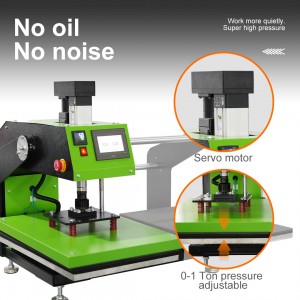Dual Working Table Oil-Free Noiseless Vertical Heat Press Machine Electric Servo Motor Auto-Manual System for Heat Transfers