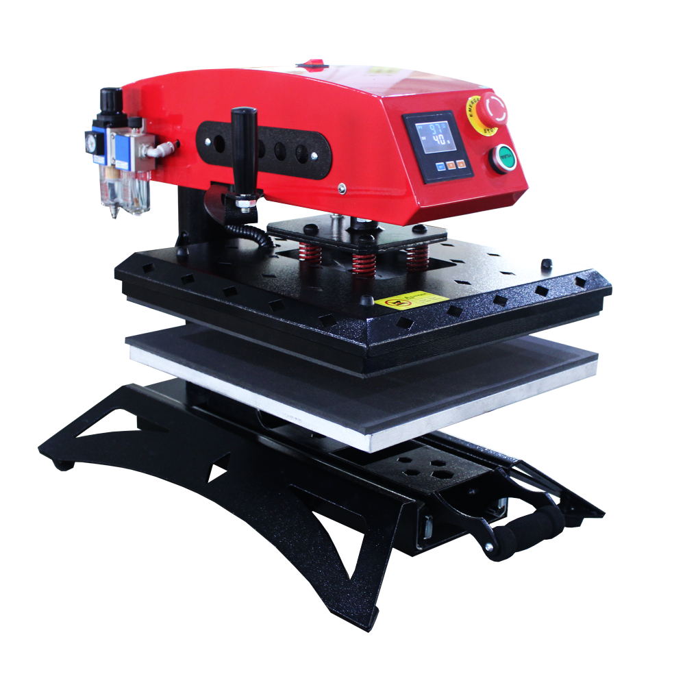 High Pressure Pneumatic Auto Rotary Heat Press with Slide-out Bottom Featured Image