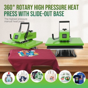 16×24″ 40*60cm Heat Press Machine 360° Rotary Slide-out Tray & Insert T-shirt Design High Pressure Heat Press