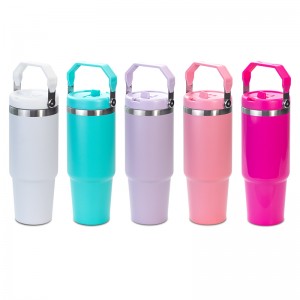 Double Wall Stainless Steel Insulated Cup 3 in 1 Water Bottle 30oz Tumbler with Handle Sublimation Bottle