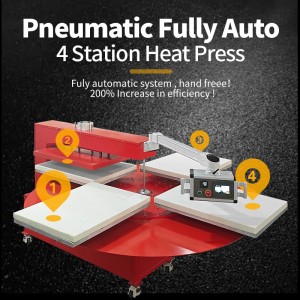 Auplex New Large Heat Press 4 Stations Pneumatic T-shirt Transfer Heat Press Machine